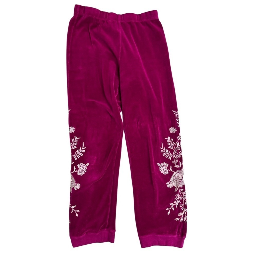 JOHNNY WAS Fuchsia Leona Wide Leg Velour Jogger XS Casual Artsy EUC Retail $138